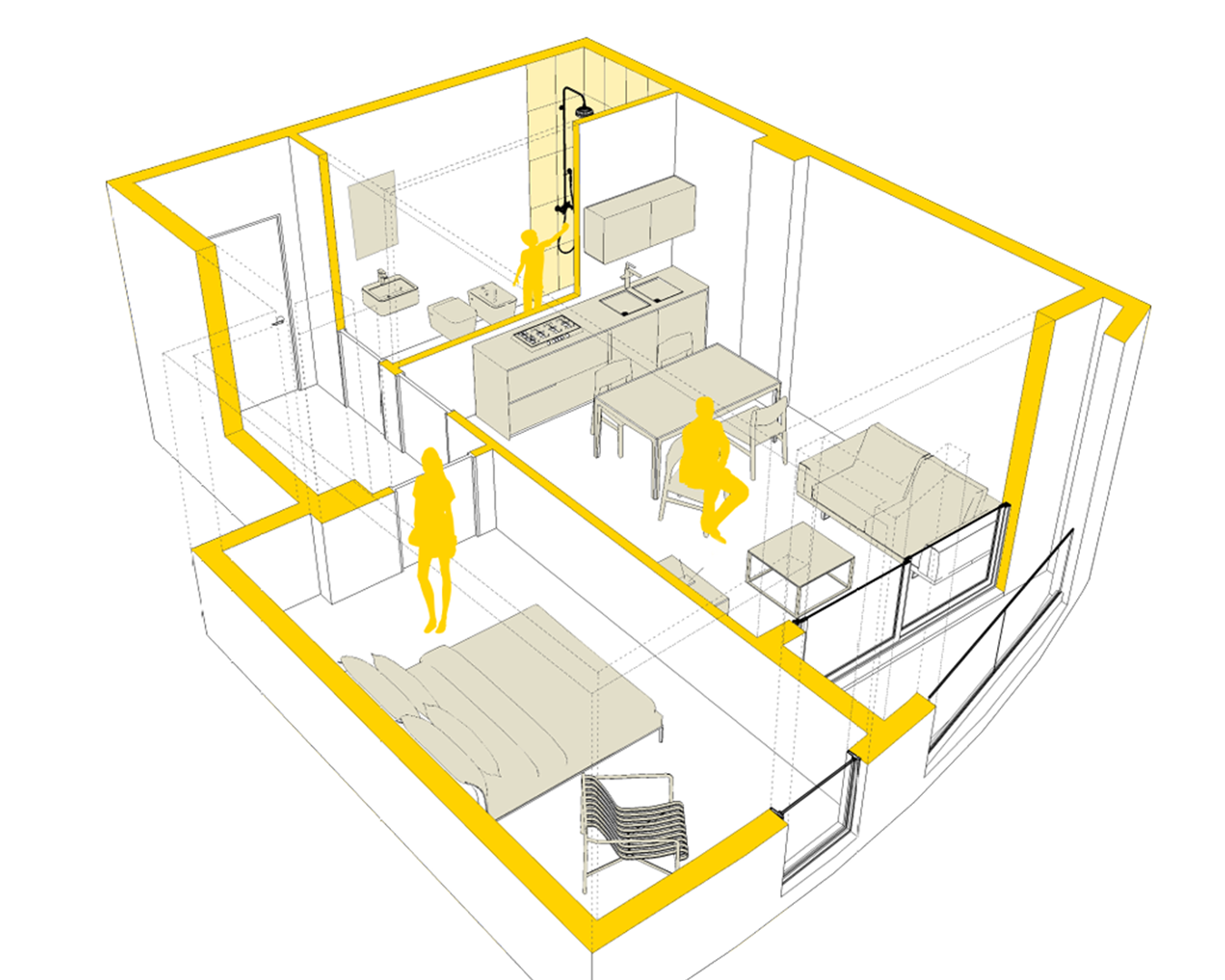 1+1 Apartment Layout